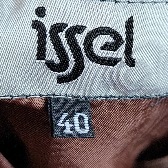 Issel VTG Brown Wool Geometric Checks Pleated Flowy Midi Skirt - Picture 5 of 6